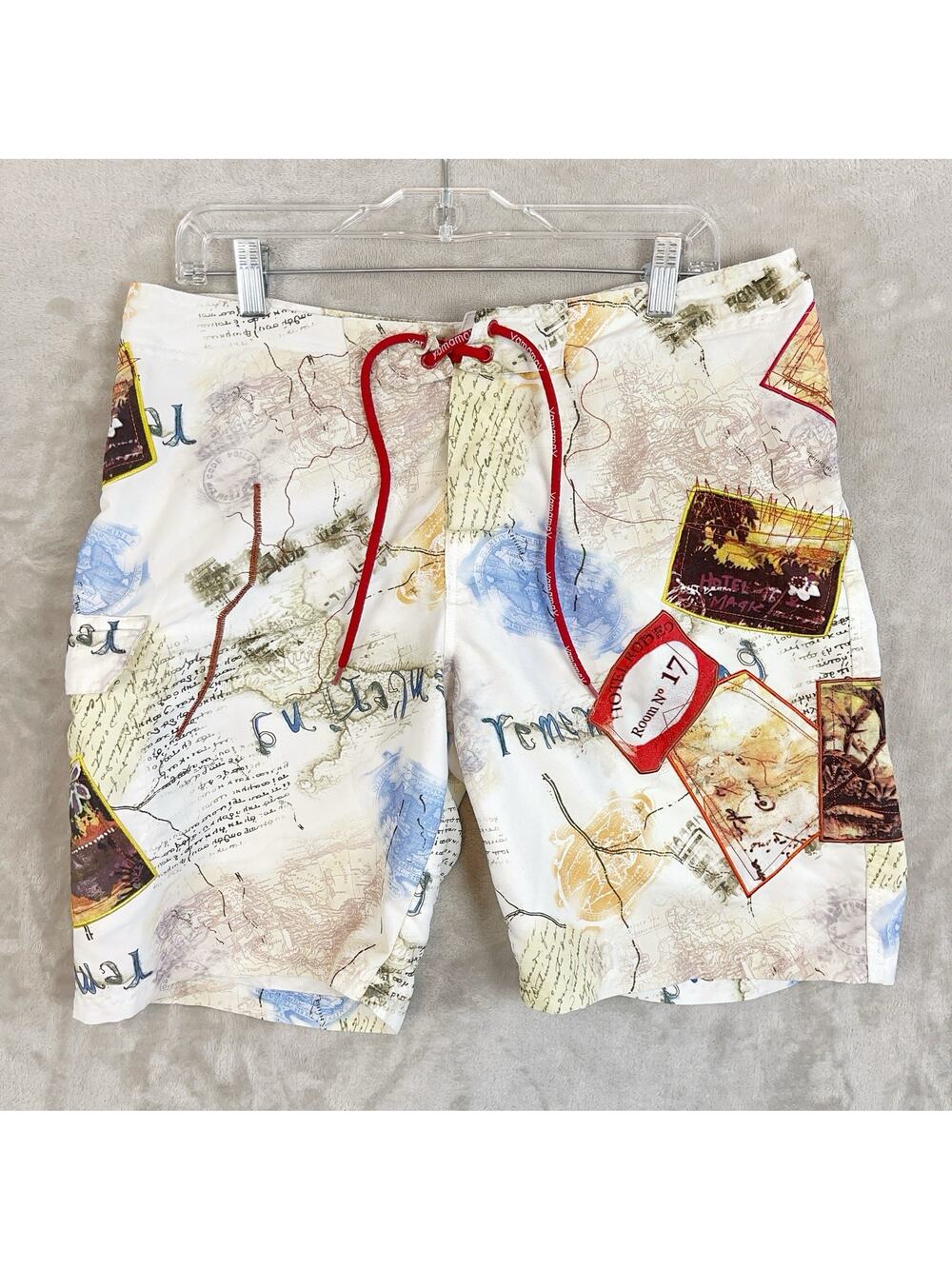 Yamamay Mens Swim Trunk Board Shorts 36" World Map Postcard Print Italian Resort